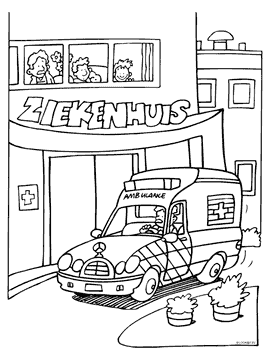 Ambulance ziekenhuis kleurplaat