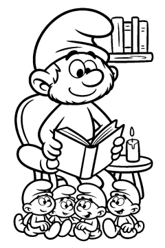 grote smurf vertelt verhaal kleurplaat om gratis te printen