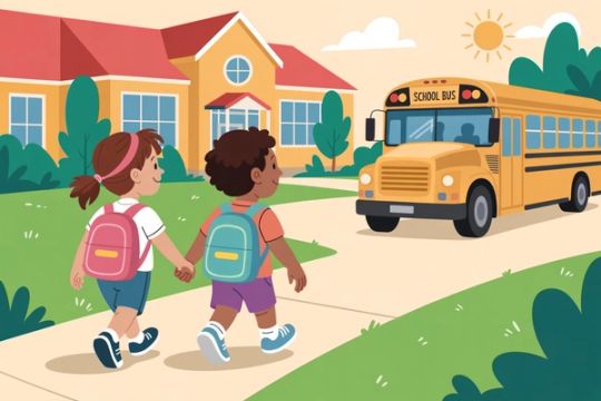Weer naar school: rustig wennen na de vakantie — illustratie