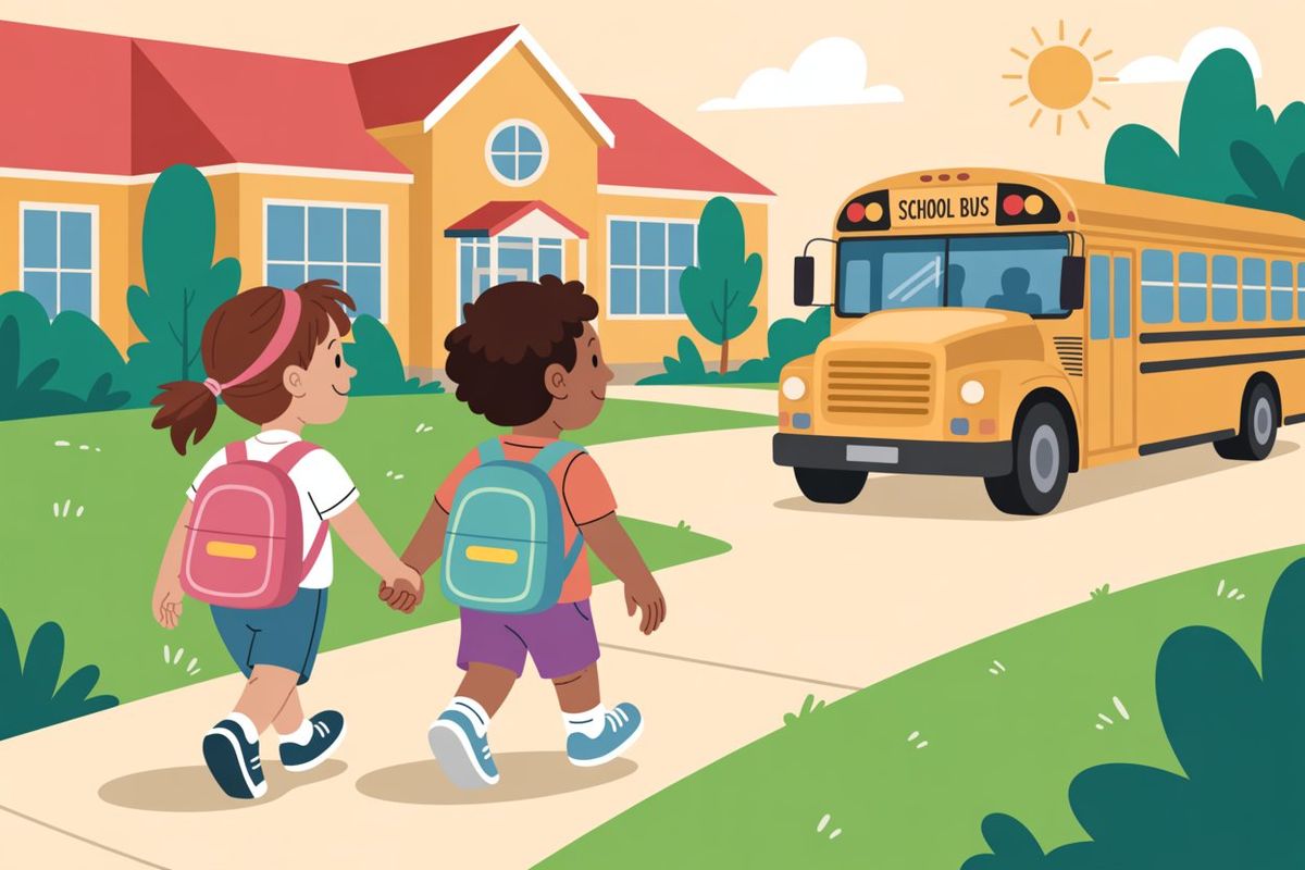 Weer naar school: rustig wennen na de vakantie — illustratie