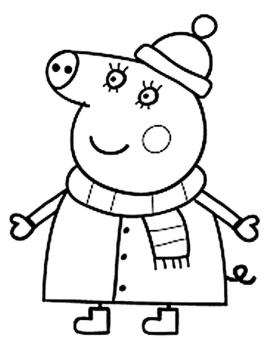 peppa pig winter kleurplaat