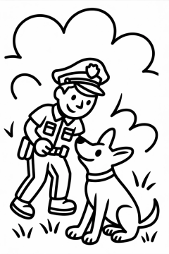 politiehond training kleurplaat (categorie politie) om gratis te printen
