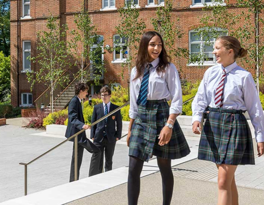 Students outdoors, at The Mount, Mill Hill International school 