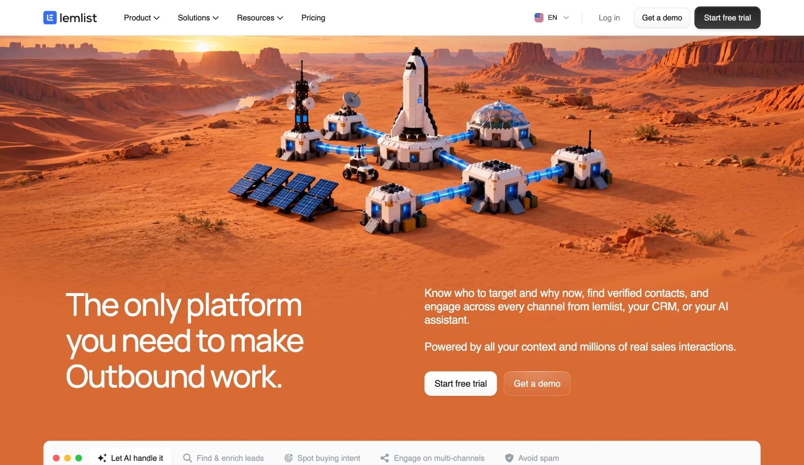 lemlist homepage: the only platform you need to make outbound work