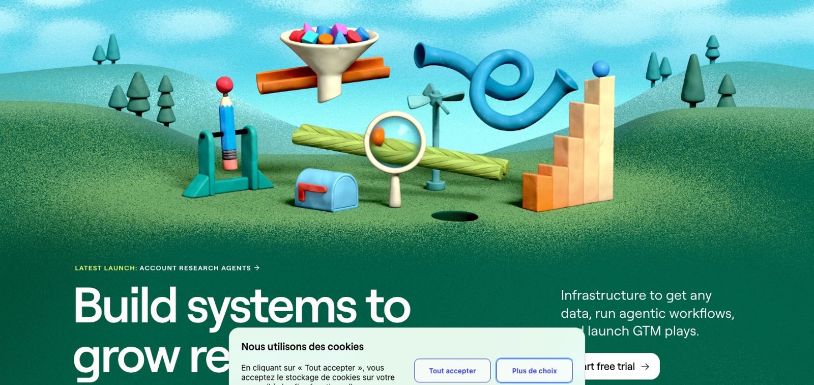 Clay homepage: infrastructure to get any data, run agentic workflows, and launch GTM plays