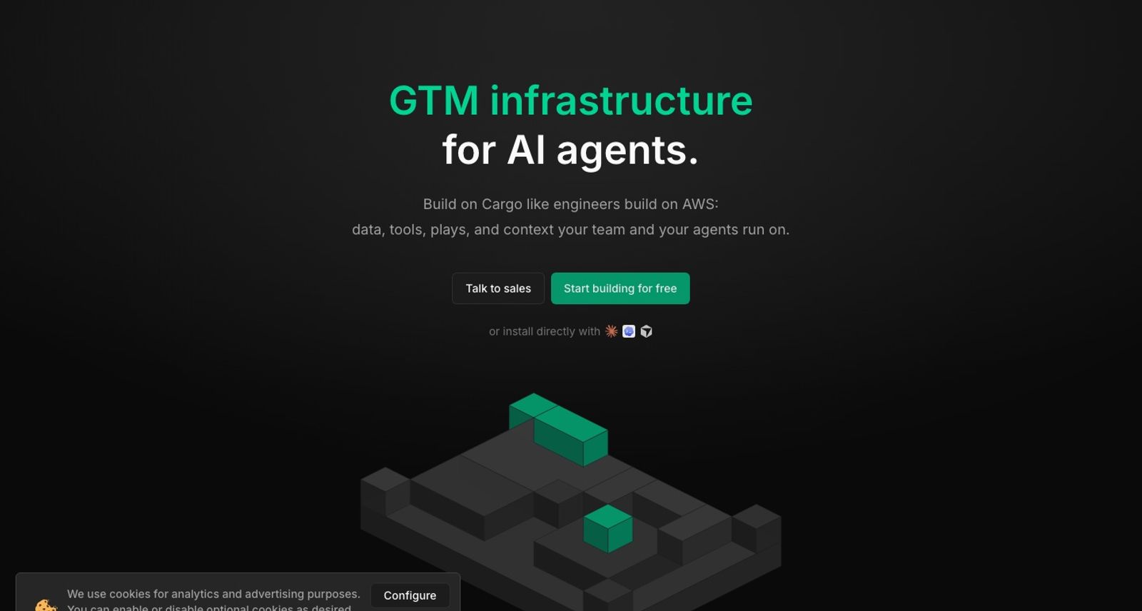 Cargo homepage: GTM infrastructure for AI agents, built like engineers build on AWS