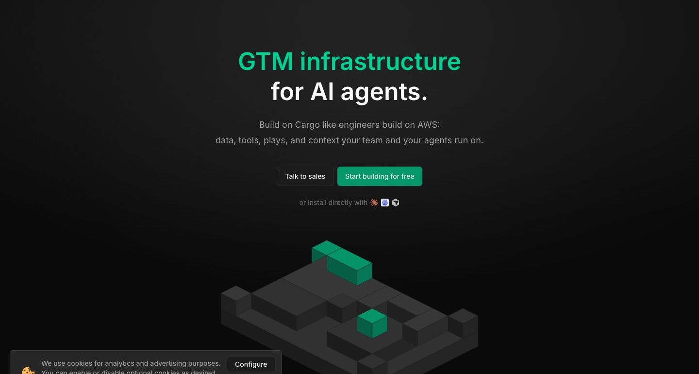 Cargo homepage: GTM infrastructure for AI agents, built like engineers build on AWS
