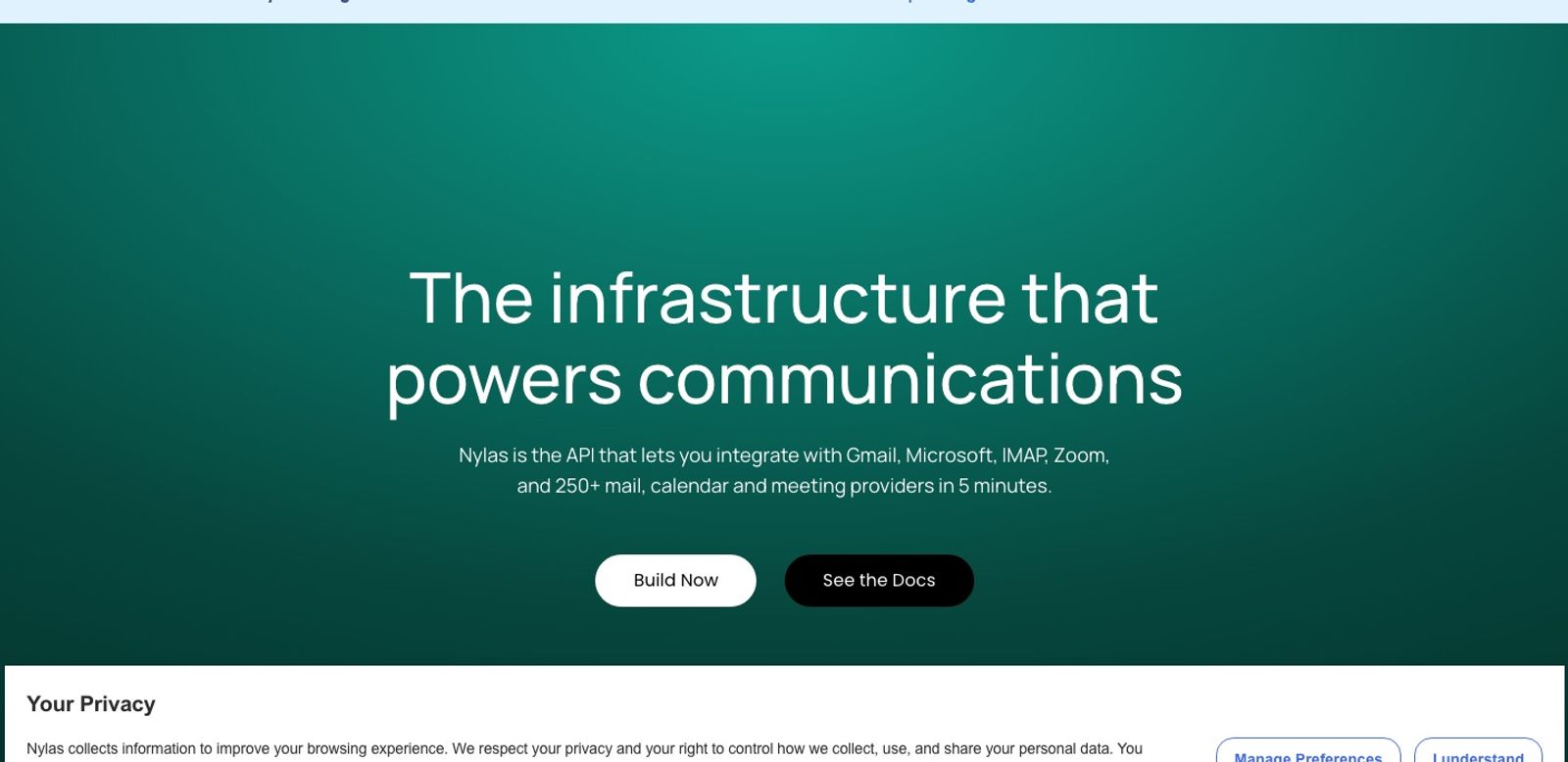 Nylas homepage: unified email, calendar, and contacts API for developers