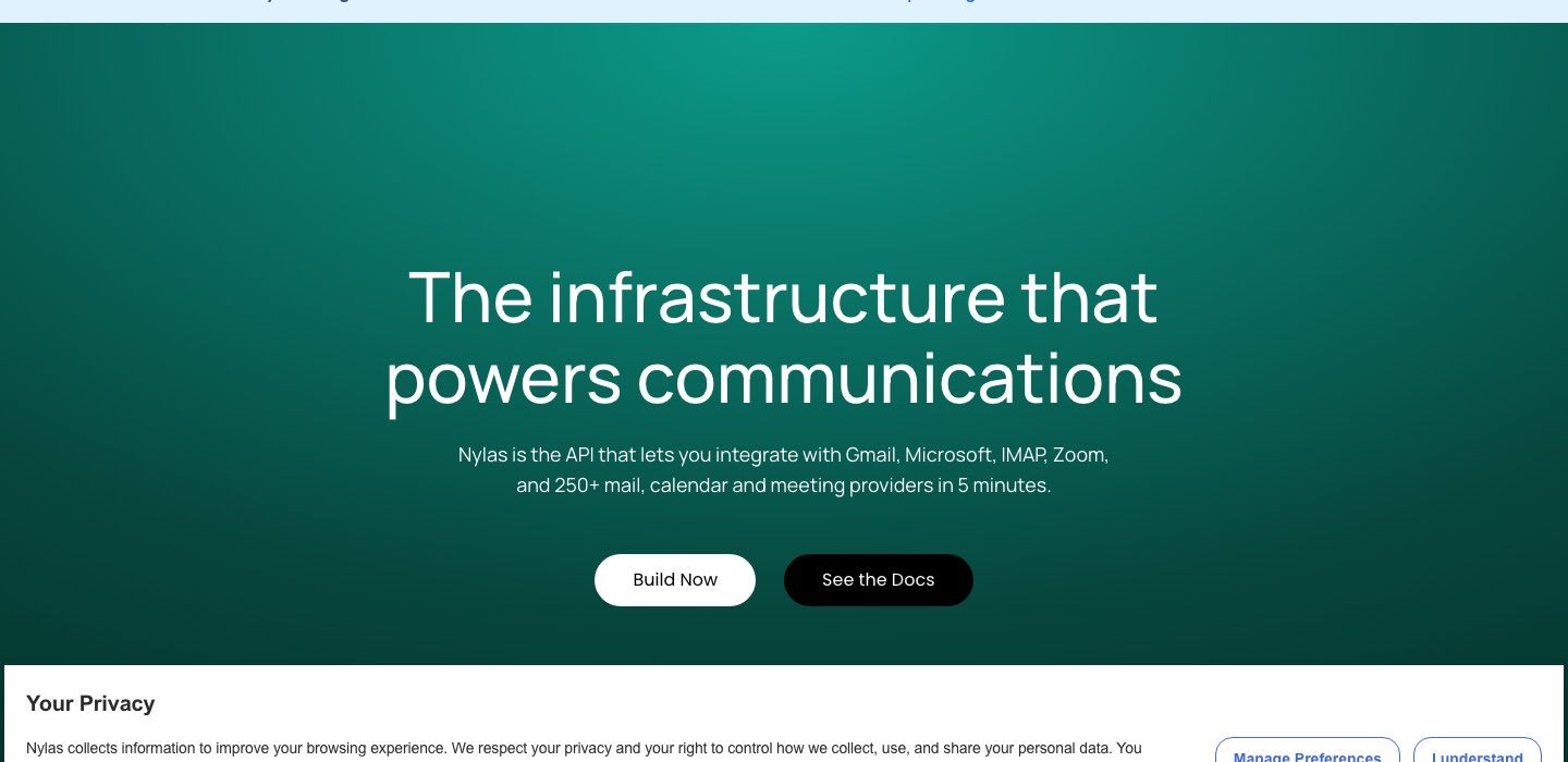 Nylas homepage: unified email, calendar, and contacts API for developers