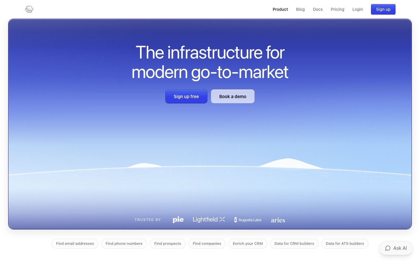 Pipe0 homepage: the infrastructure for modern go-to-market