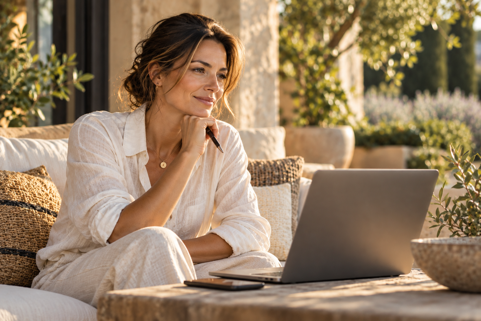 Business owner preparing for a monthly marketing agency call.