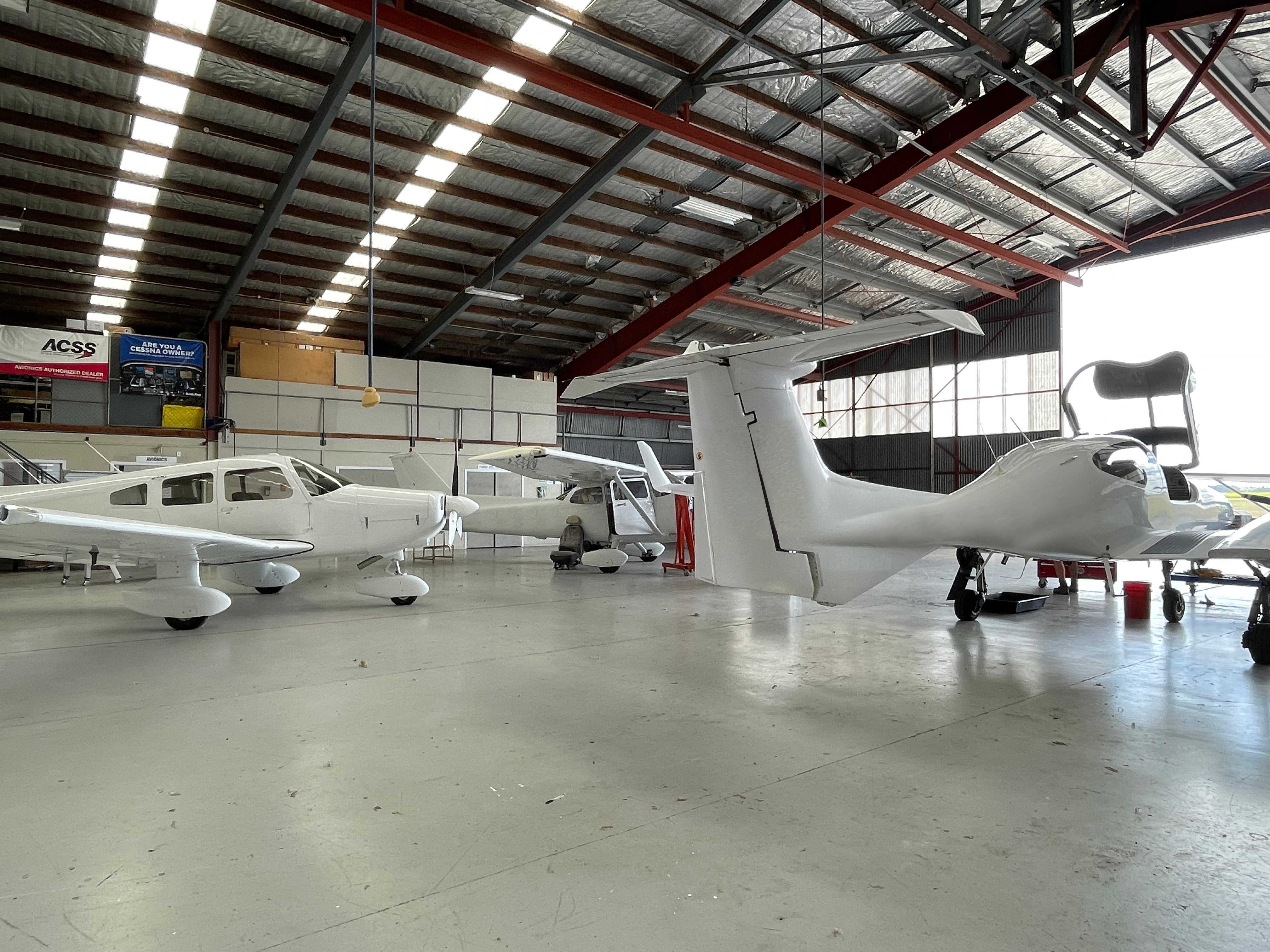 Fixed Wing aircraft in hangar