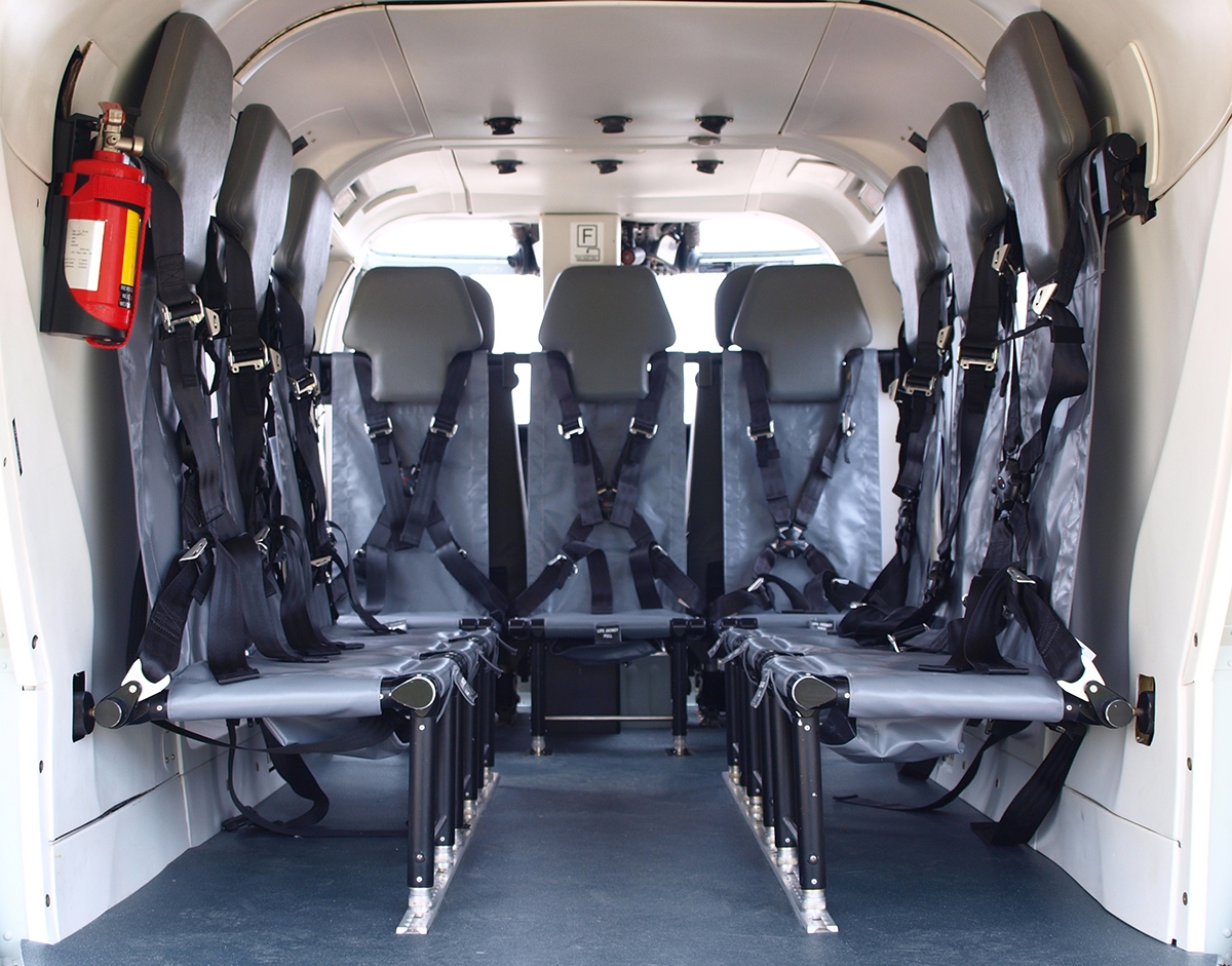 9 PAX seating kit installed in helicopter
