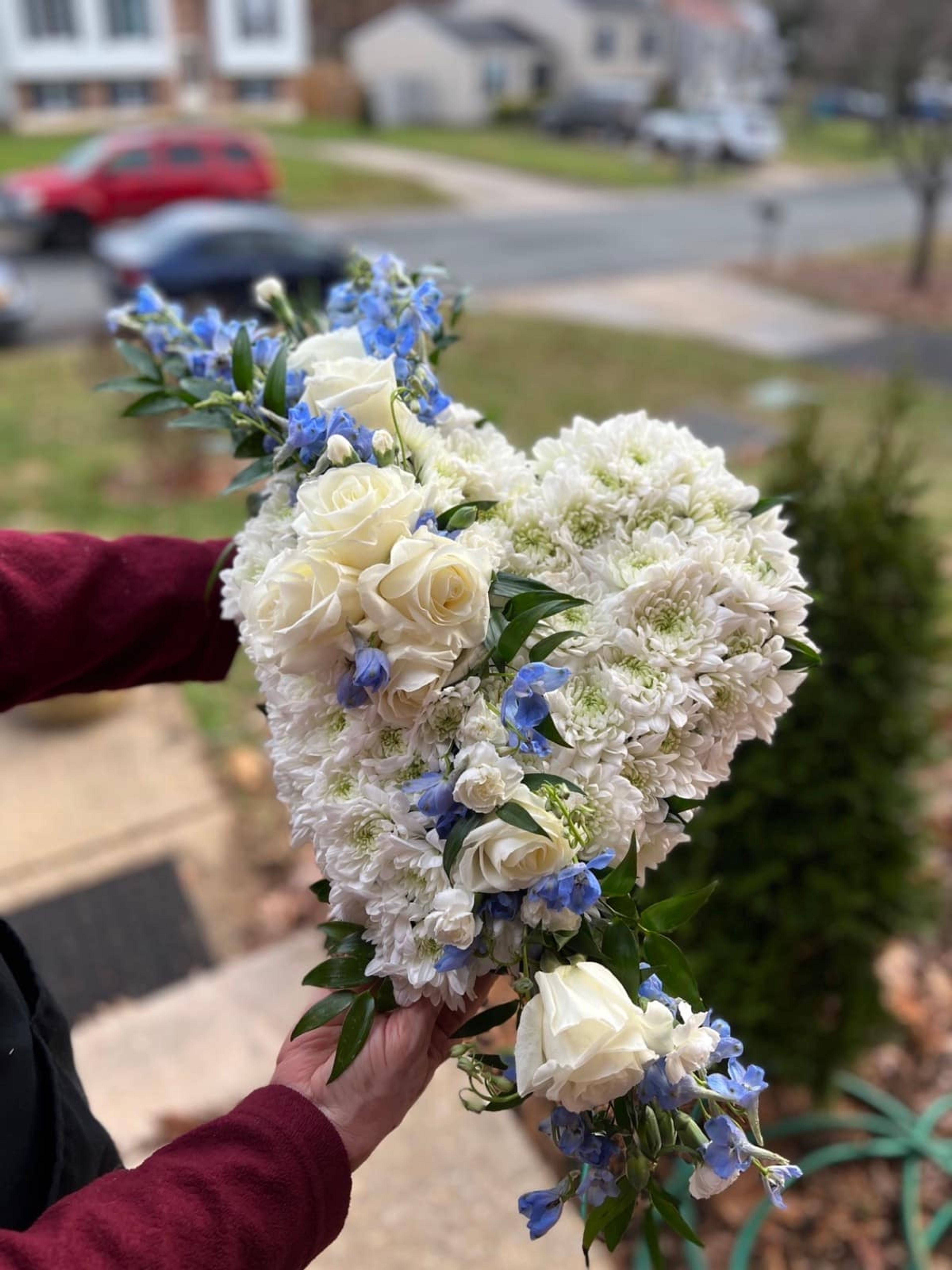 White floral heart created for a memorial service