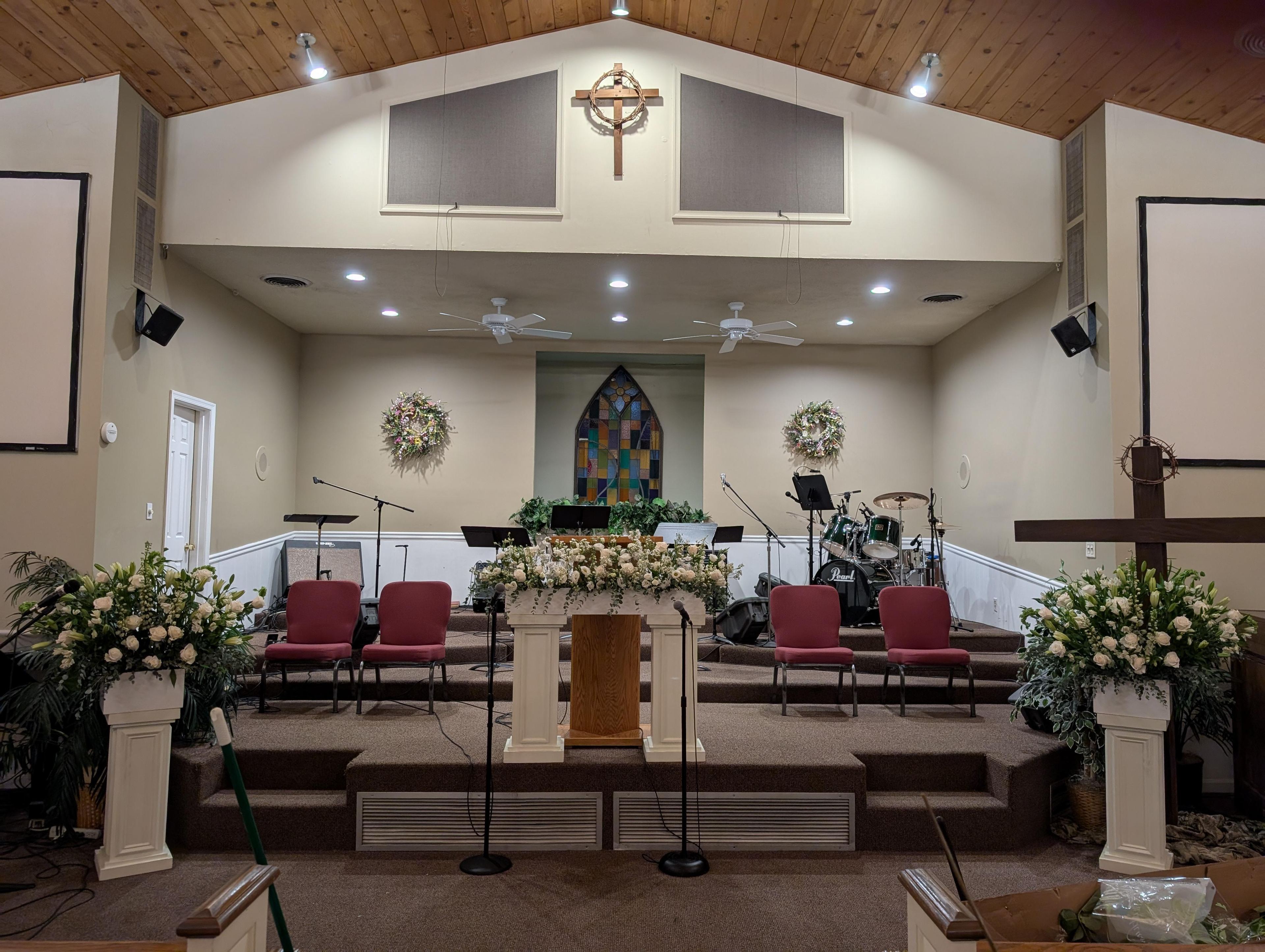 Church sanctuary arrangements -Baby Presentation