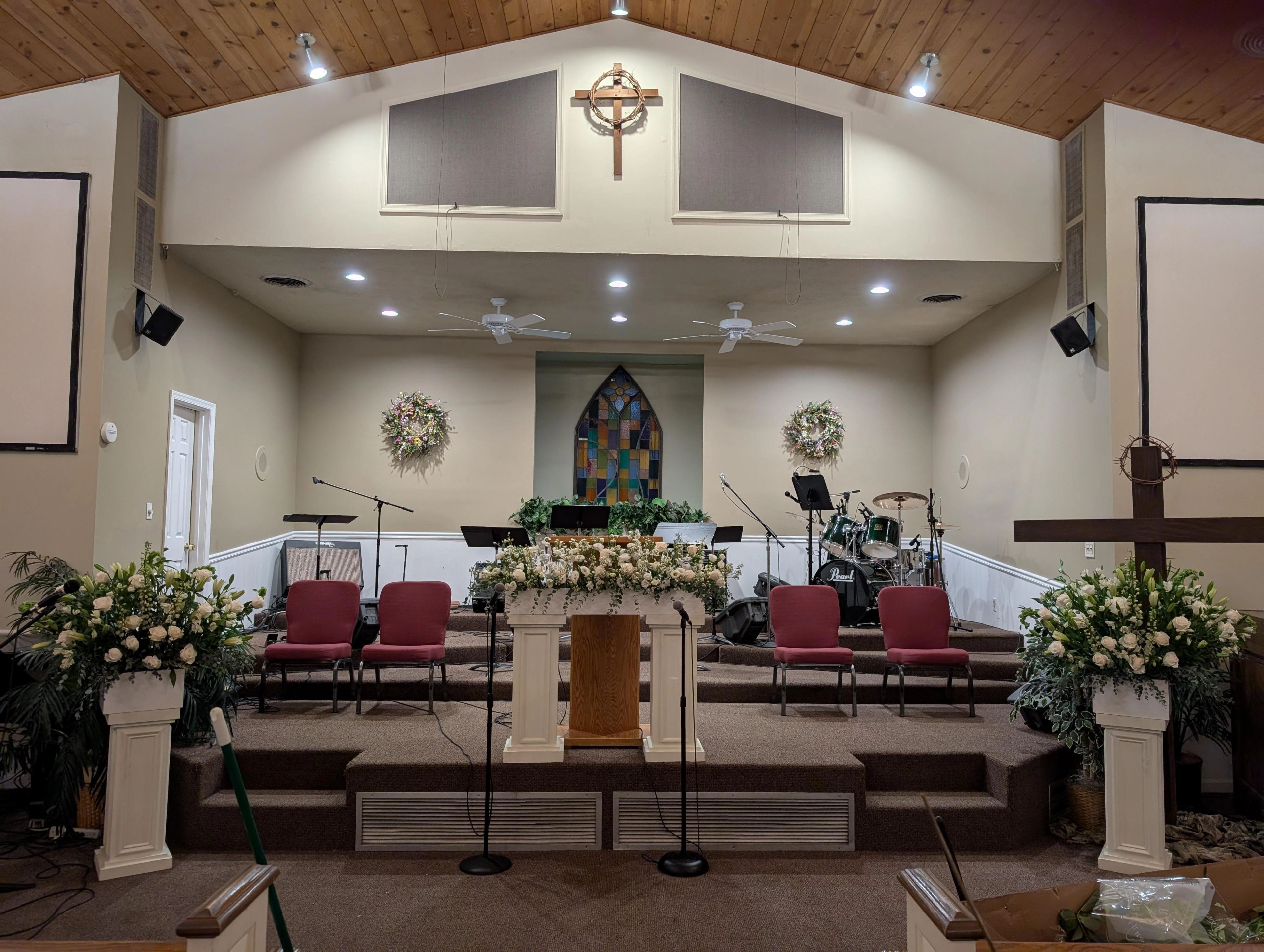 Church sanctuary arrangements -Baby Presentation