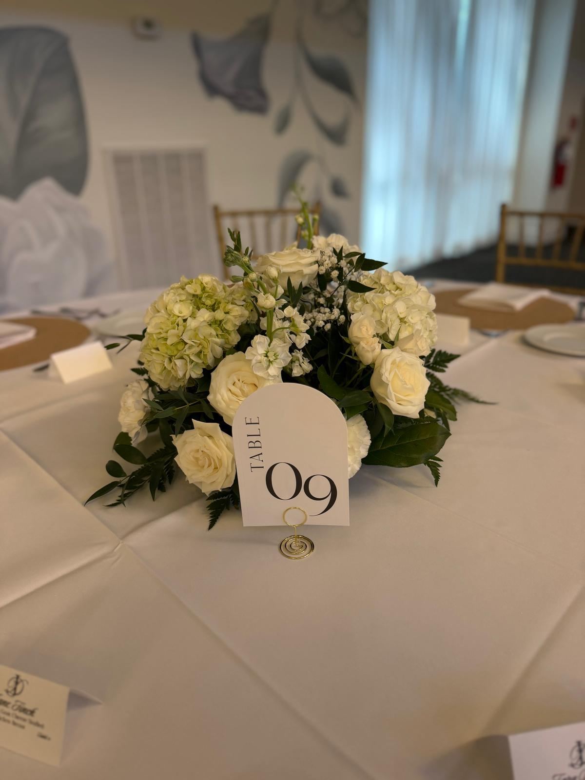 Patrick Wilson Wedding -All white reception centerpiece