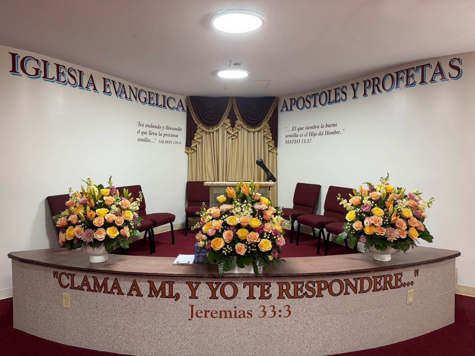 Flowers for church sanctuary