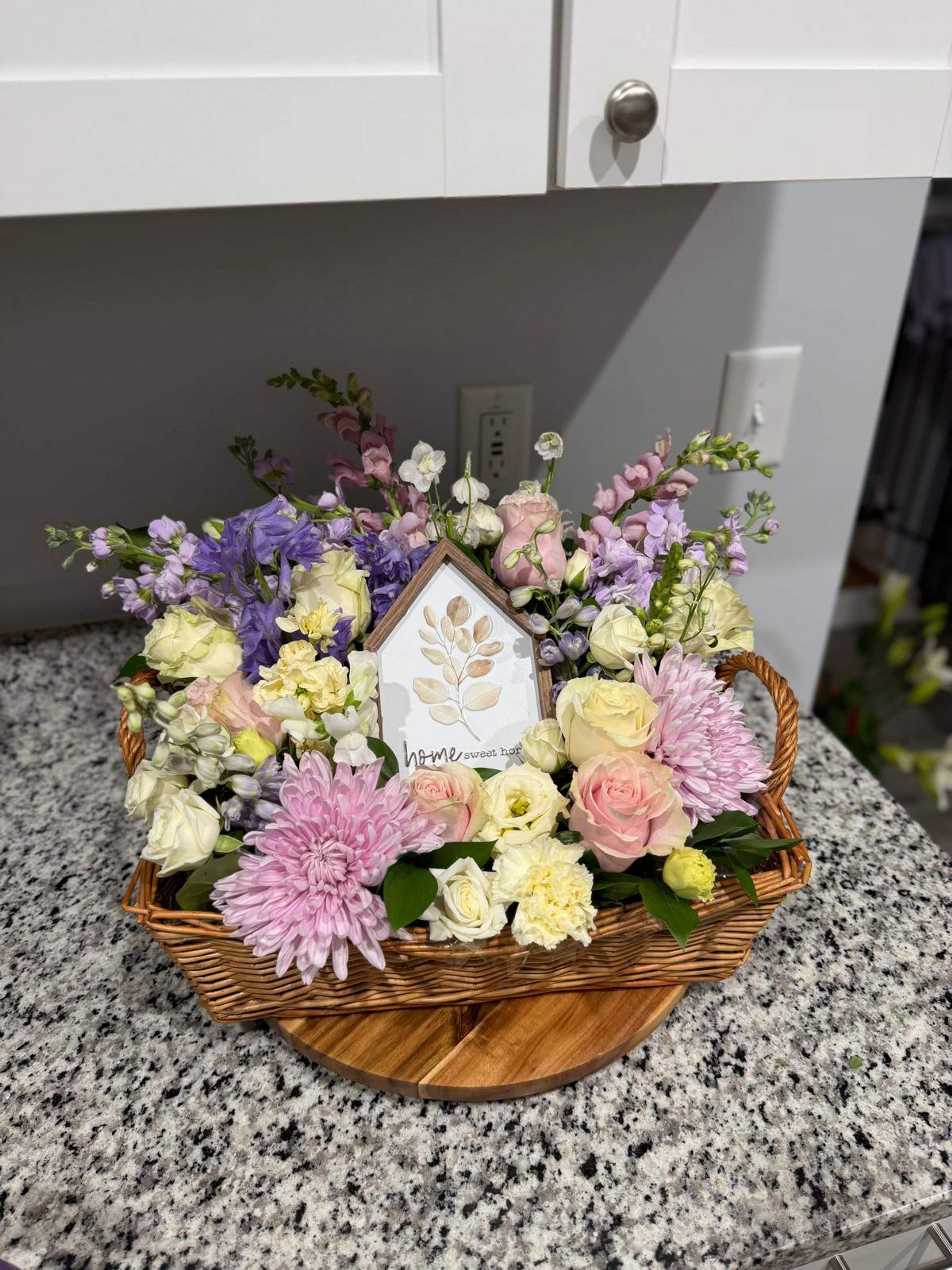 Mums, delphinium, lisianthus