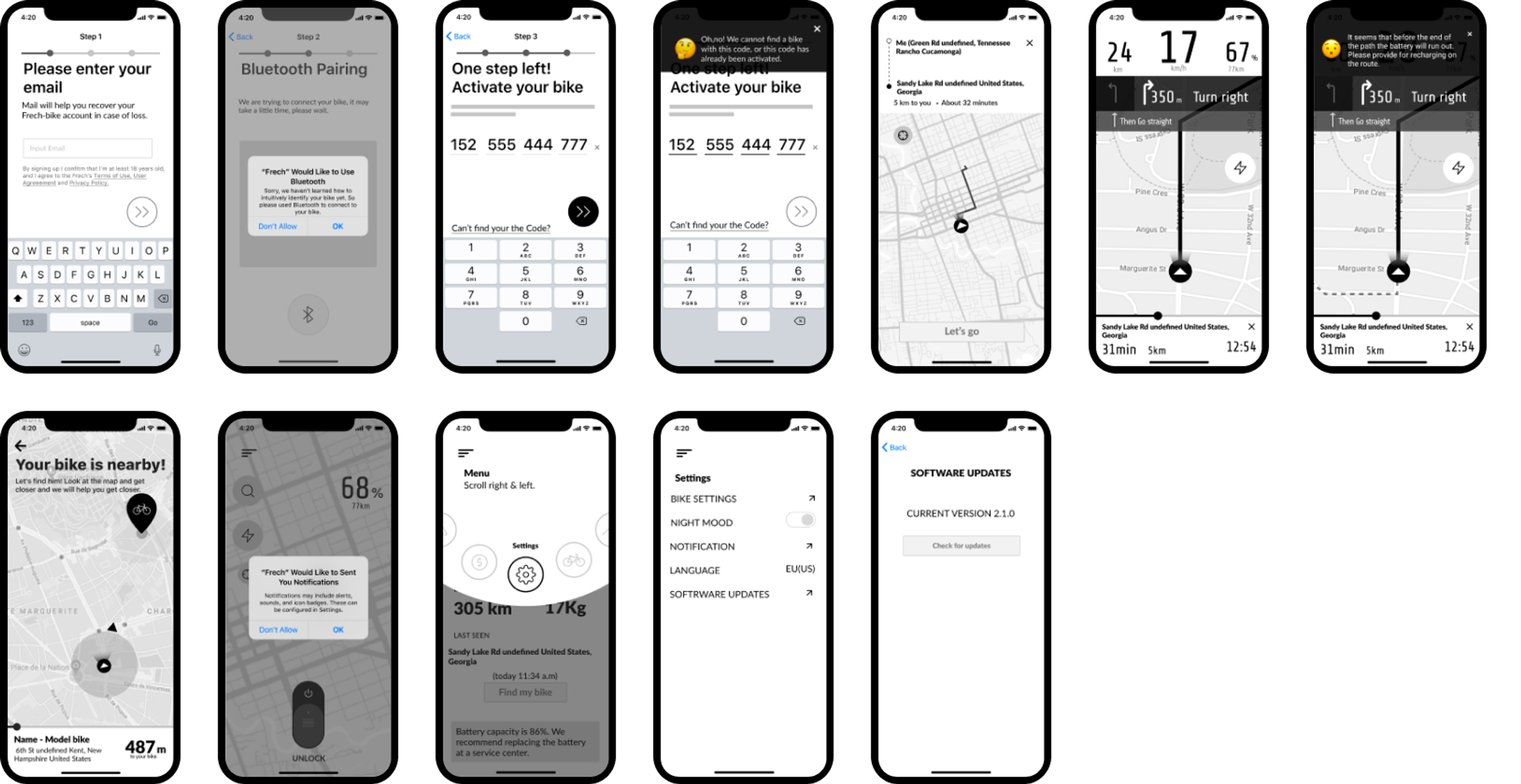 Mobile app design for the European provider of e-bicycles