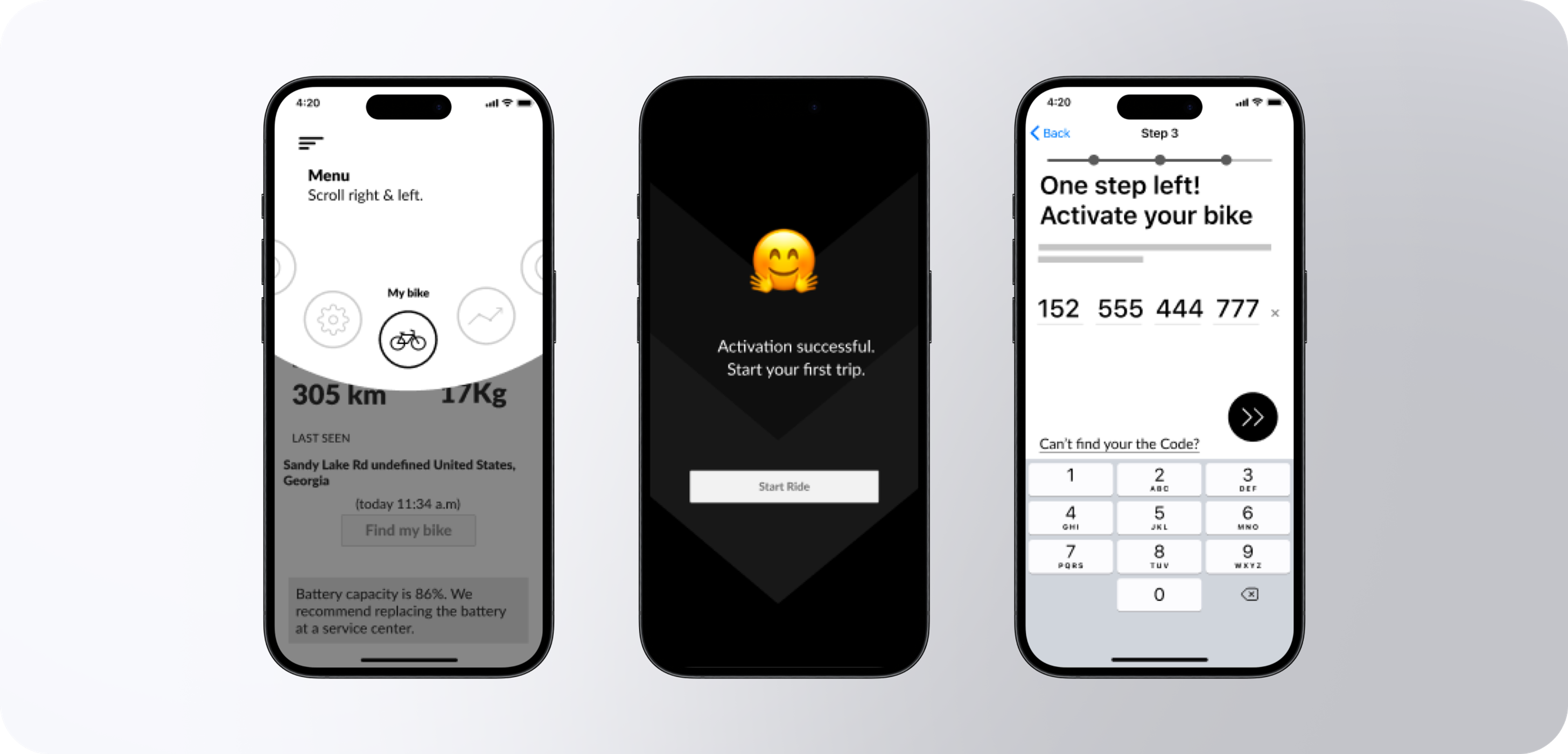 Mobile app design for the European provider of e-bicycles