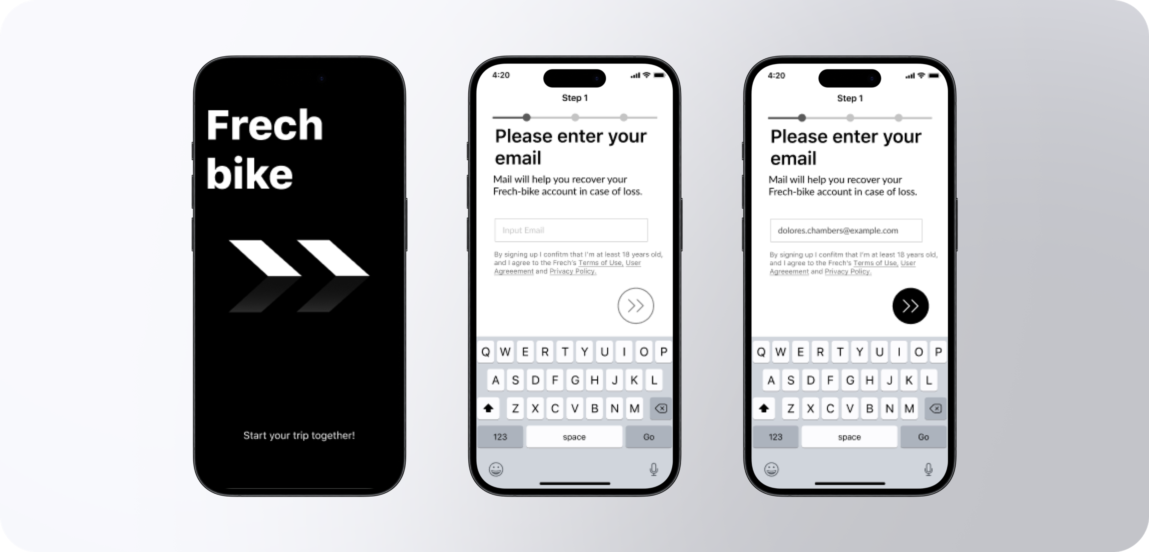 Mobile app design for the European provider of e-bicycles