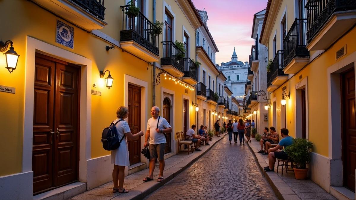 people walking around lisbon
