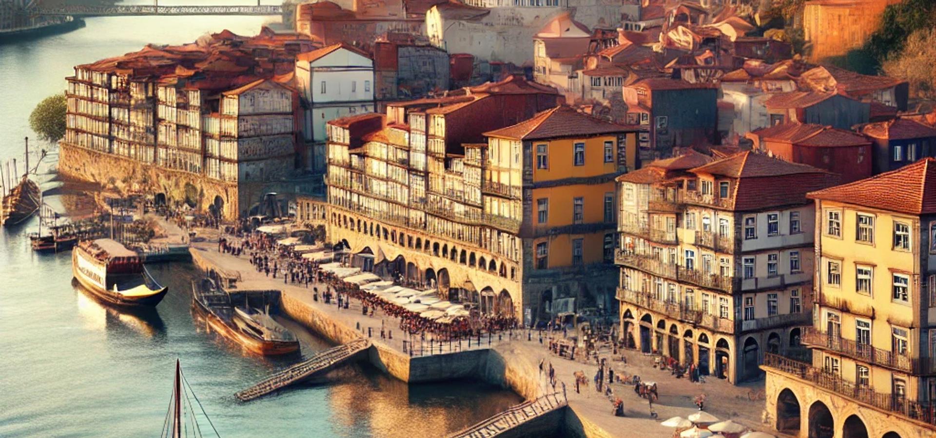 Porto Portugal in boat overlooking the bridge
