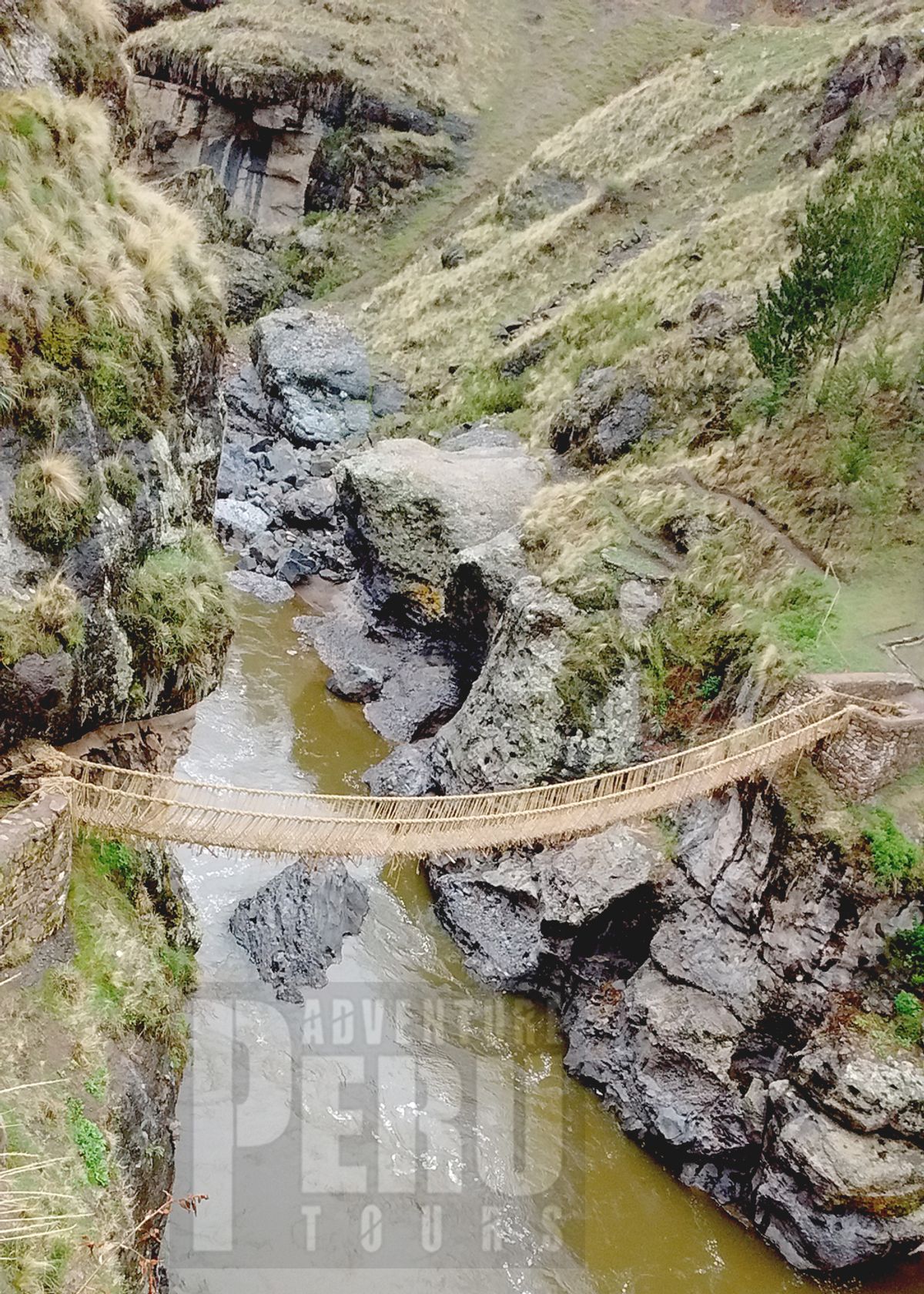Qeswachaca, the Inca bridge over rio Apurimac.