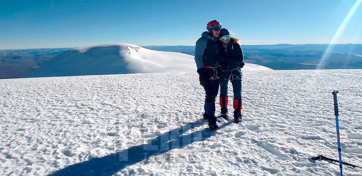 At the summit of Coropuna Mountain in Arequipa Peru.