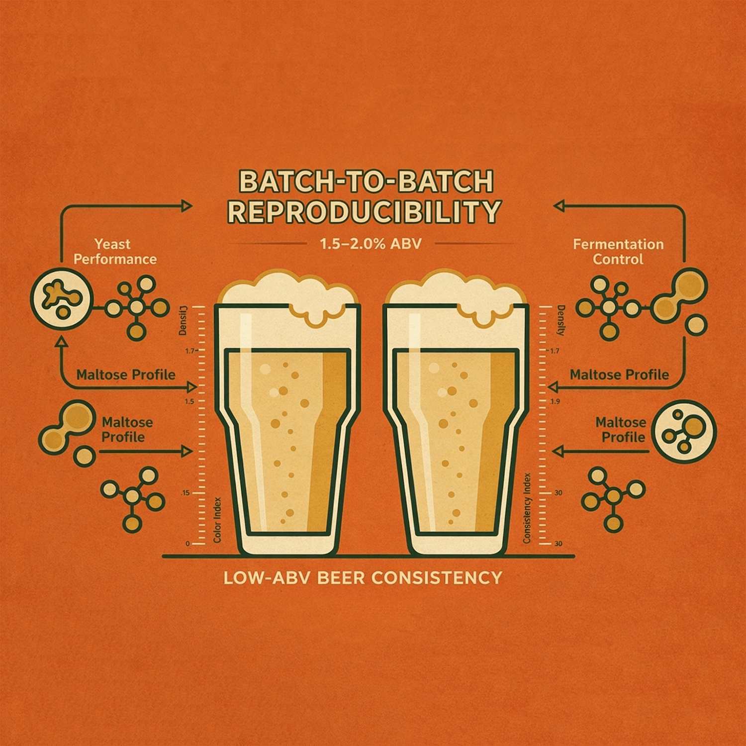 Low-ABV Beer with High Batch-to-Batch Reproducibility