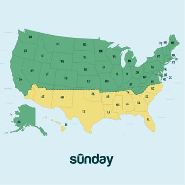 Sunday cool-season grass and warm-season grass seed map without transitional zones. zones