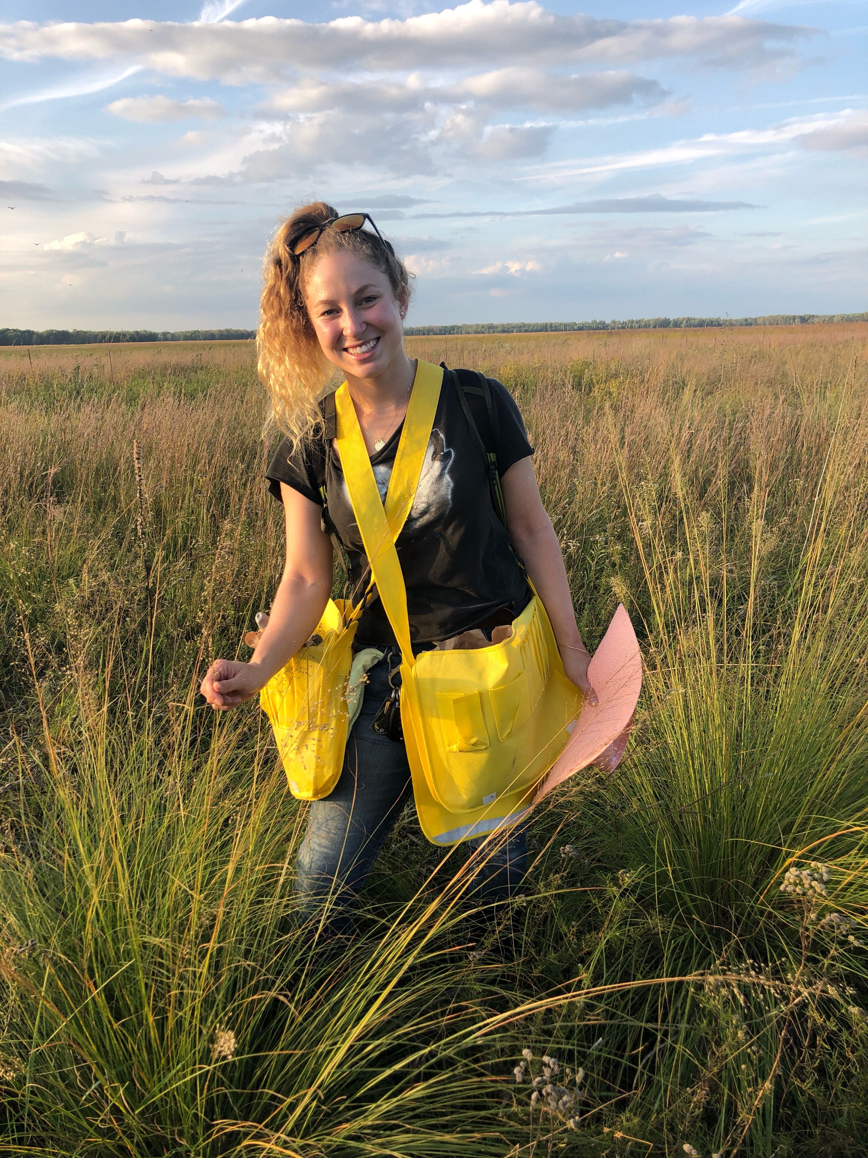 Photograph of author in prairie field