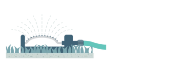Illustration of watering Sunday Pet Lawn Grass Seed into lawn
