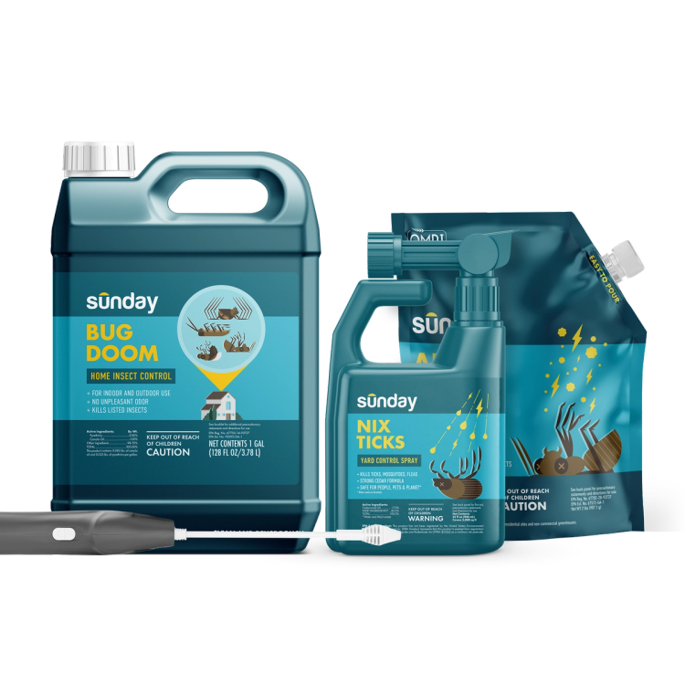 Crawling Pest Protection Kit includes: Nix Ticks Bug Control Spray, Ant Adios Insect & Ant Killer, Motorized Wand Sprayer, and Bug Doom Home Barrior Spray