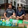 Founders with Sunday products in backyard