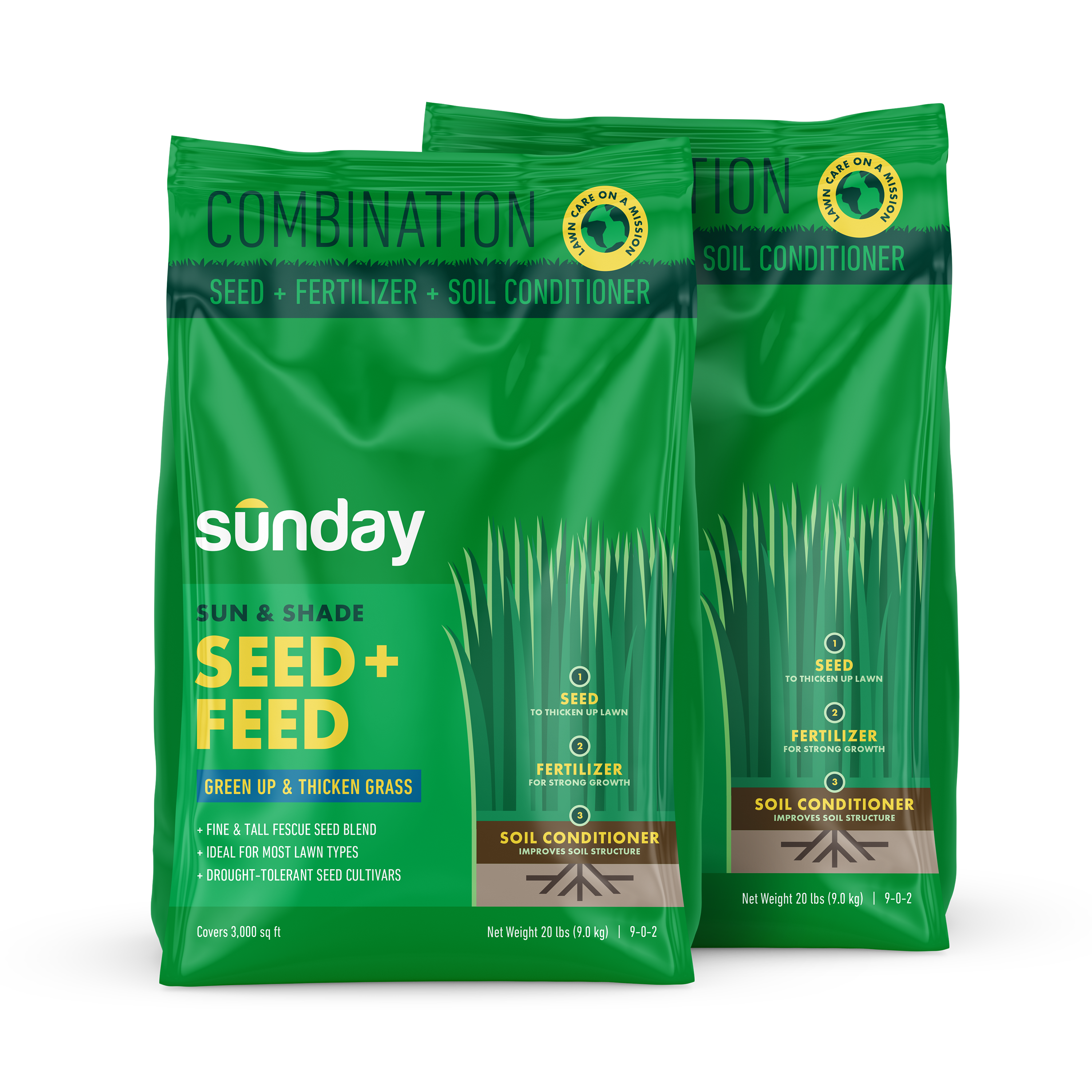 2 20lb bags of Sun & Shade Seed + Feed