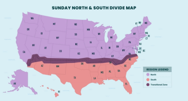 Illustration of U.S. north and south turfgrass divide map
