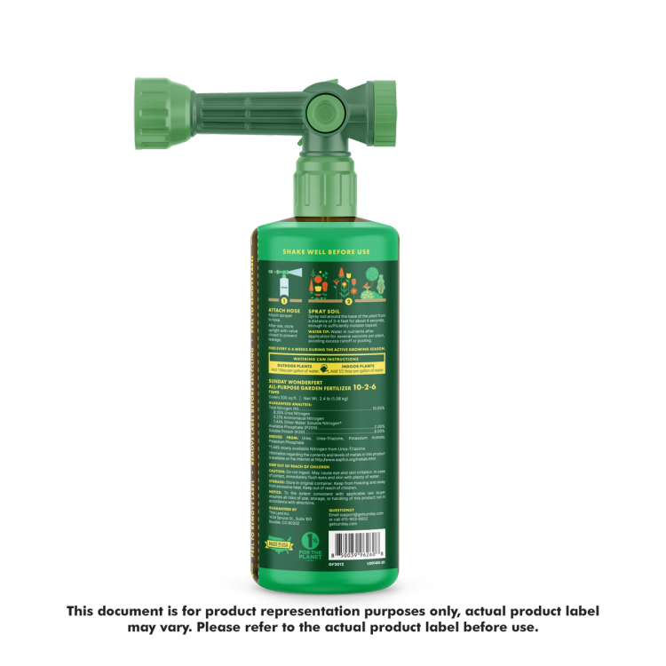 WonderFert All-Purpose Bottle back of packaging image