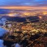 Bird's eye view of a bright city at night