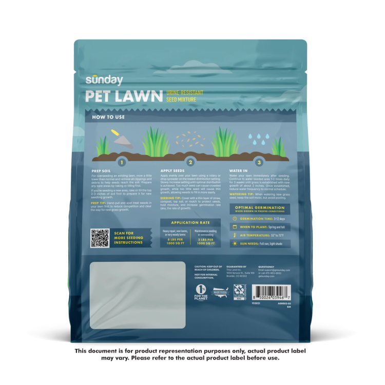 Pet Lawn Grass Seed back of bag image