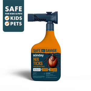 Sunday Nix Ticks cedar oil tick spray 32 oz bottle with hose-end sprayer for yard pest control