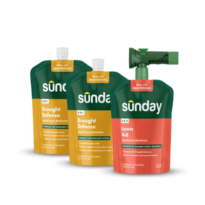 Summer Heat & Drought Defense Kit includes: Lawn Aid Heat Stress Prevention Treatment, Drought Defense, and NEW Replacement Sprayer