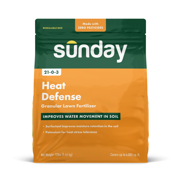Orange and green bag of Heat Defense Granular Fertilizer