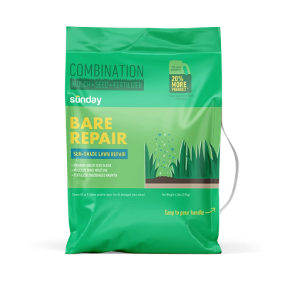 Bare Repair Sun & Shade + Grass Seed 4.5lb bag with easy pour handle
