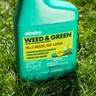 Bottle of Weed & Green Hose-end Sprayer for Lawns on green lawn