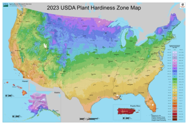 Plant hardiness zones map, updated 2023
