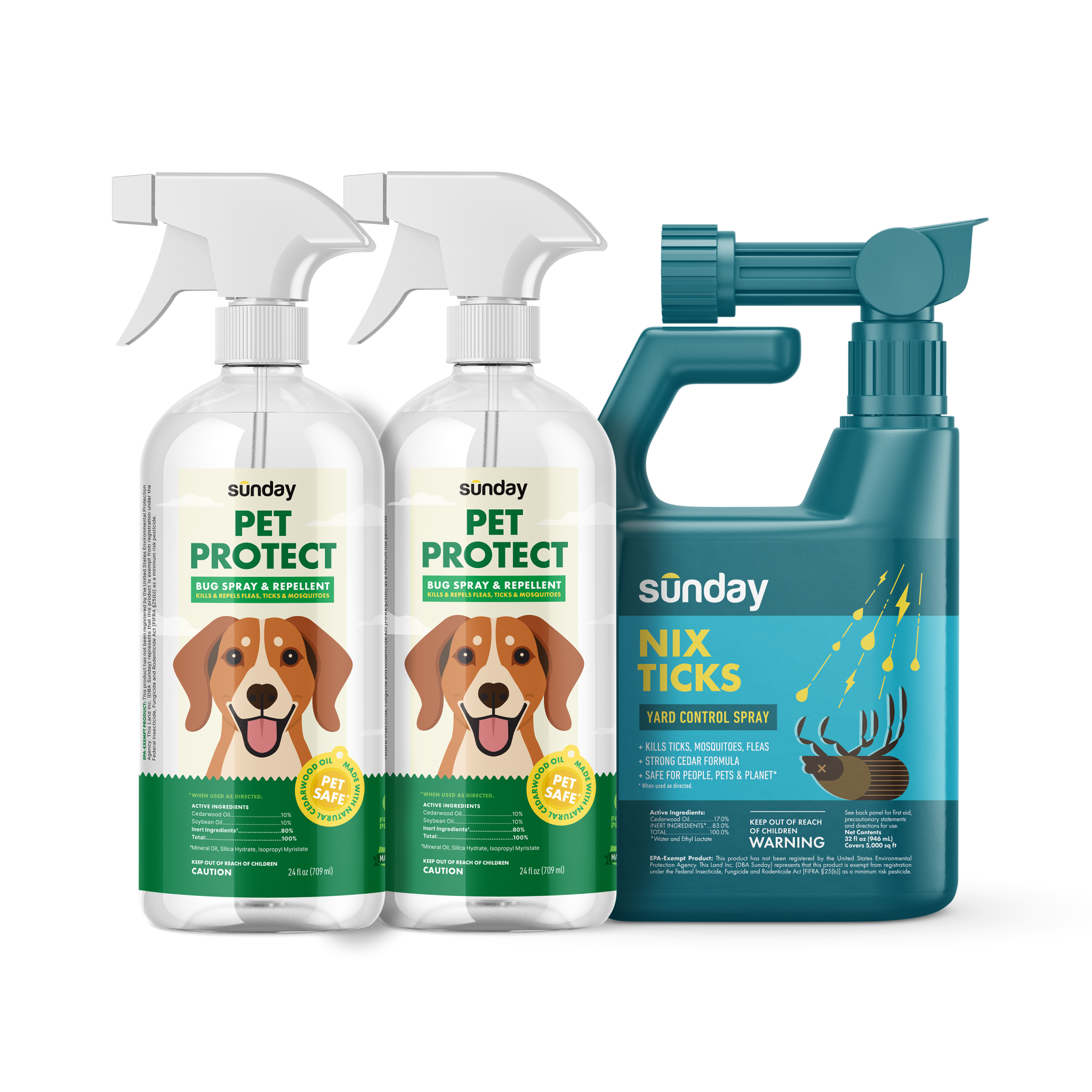 Pet Pest Protection Kit includes: Pet Protect Bug Spray & Repellent and Nix Ticks Bug Control Spray