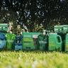 Sunday lawn, pest and garden product assortment lined up on lawn