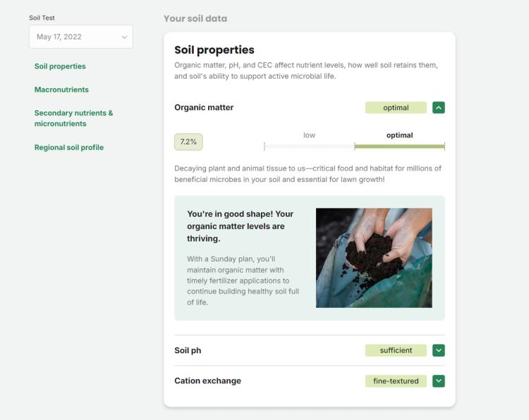 Soil Test Analysis Screen Shot
